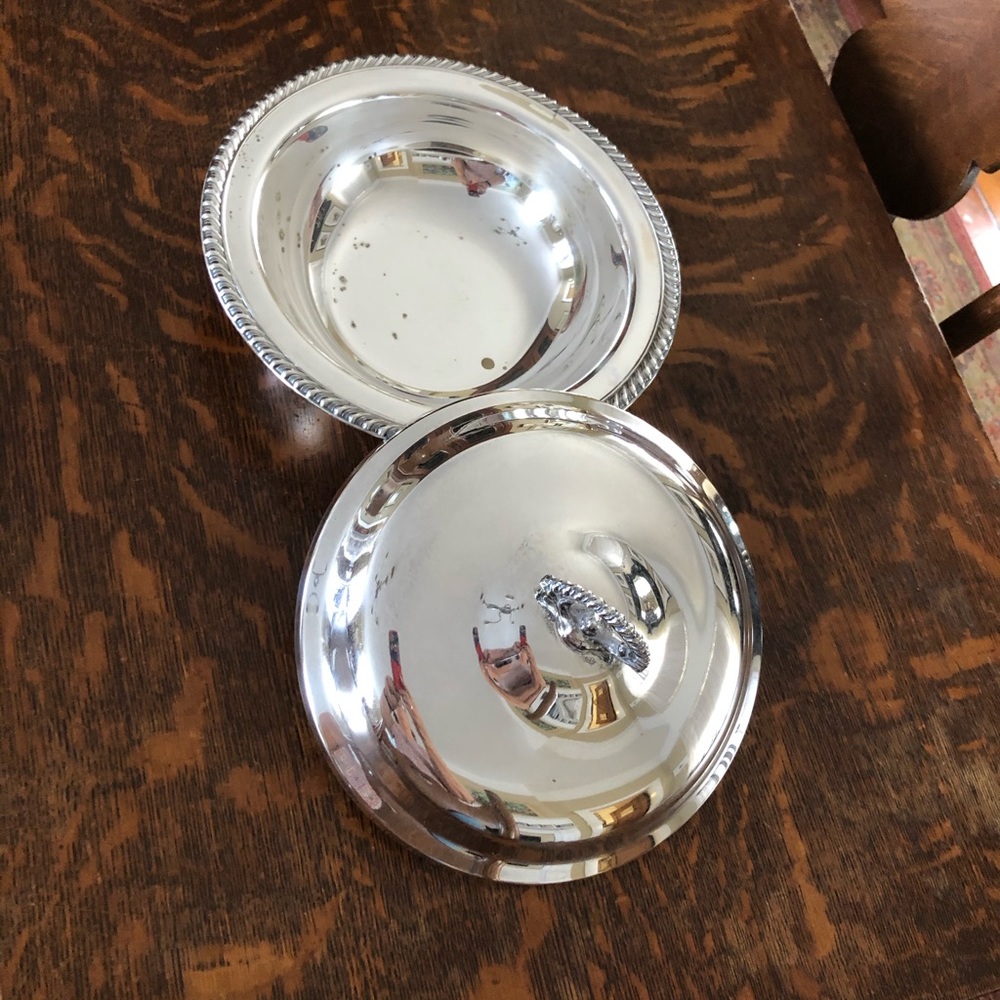 Silver plated covered serving dish